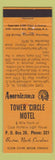Matchbook Cover - Tower Circle Motel Buxton NC low phone Perkins Americana WEAR