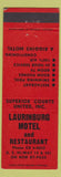 Matchbook Cover - Laurinburg Motel Restaurant NC