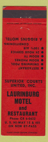 Matchbook Cover - Laurinburg Motel Restaurant NC