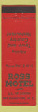 Matchbook Cover - Ross Motel Williamston NC