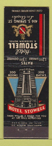 Matchbook Cover - Hotel Stowell Los Angeles CA