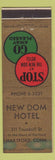 Matchbook Cover - New Dom Hotel Hartford CT WORN
