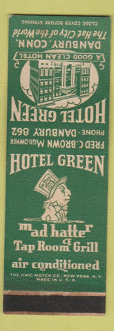 Matchbook Cover - Hotel Green Danbury CT Mad Hatter WEAR