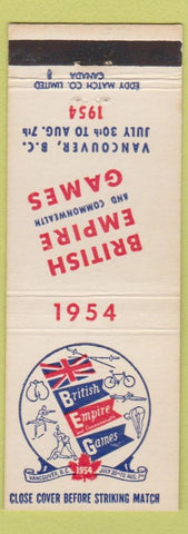 Matchbook Cover - Bristish Empire Games 1954 Vancouver BC Sports