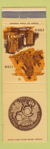 Matchbook Cover - San Diego CA 200th Annnivesary 1969 Bank
