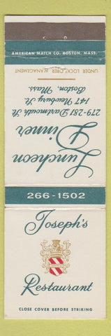 Matchbook Cover - Joseph's Restaurant Boston MA