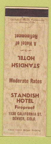 Matchbook Cover - Standish Hotel Denver Colorado