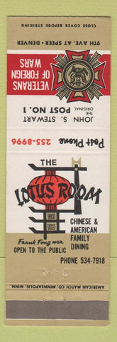 Matchbook Cover - VFW Post #1 John Stewart Denver Colorado Lotus Room
