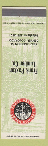 Matchbook Cover - Frank Paxton Lumber Denver Colorado