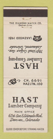 Matchbook Cover - Hast Lumber Lakewood Colorado Denver