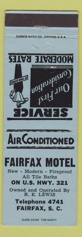 Matchbook Cover - Fairfax Motel SC