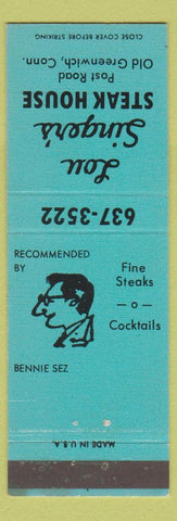 Matchbook Cover - Lou Singer's Steak House Old Greenwich CT
