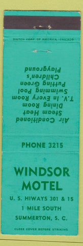 Matchbook Cover - Windsor Motel Summerton SC