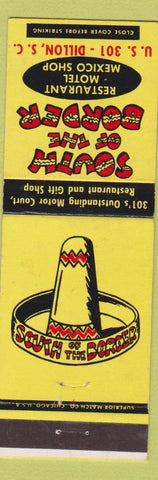 Matchbook Cover - South of the Border Mexico Shop Motel Dillon SC