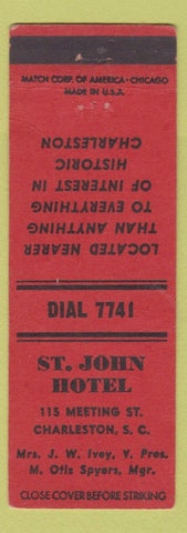Matchbook Cover - St John Hotel Charleston SC WEAR