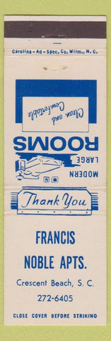 Matchbook Cover - Francis Noble Apartments Crescent Beach SC
