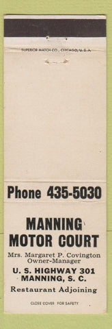Matchbook Cover - Manning Motor Court Manning SC
