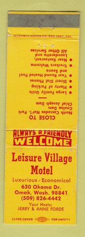 Matchbook Cover - Leisure Village Motel Omak WA WEAR