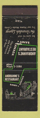 Matchbook Cover - Andrianne's Restaurant Banff AB WORN