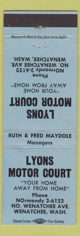 Matchbook Cover - Lyons Motor Court Wenatchee WA WEAR