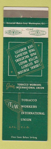 Matchbook Cover - Tobacco Workers Union AFL CIO Washington DC