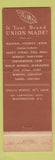Matchbook Cover - Tobacco Workers Union AFL CIO Washington DC
