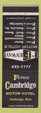 Matchbook Cover - Fenway Cambridge Motor Hotel Cambridge MA