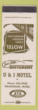 Matchbook Cover - U & I Motel Okanogan WA WORN