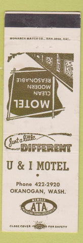Matchbook Cover - U & I Motel Okanogan WA WORN