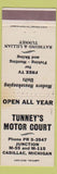 Matchbook Cover - Tunney's Motor Court Cadillac MI WEAR