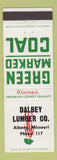 Matchbook Cover - Green Coal Dalbey Lumber Albany MO low phone #