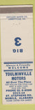 Matchbook Cover - Toulminville Motors Mobile AL Used Cars