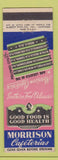 Matchbook Cover - Morrison Cafeterias Mobile Sherveport New Orleans Orlando