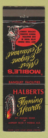 Matchbook Cover - Halberts Flaming Hearth Mobile AL