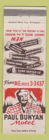 Matchbook Cover - Paul Bunyan Motel St Paul MN WORN STAINED