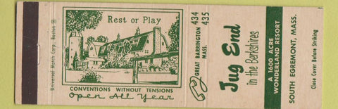 Matchbook Cover - Jug End South Egremont MA WEAR