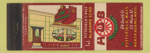 Matchbook Cover - Hub Restaurants Pittsfield North adams MA