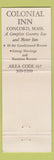 Matchbook Cover - Colonial Inn Concord MA WEAR