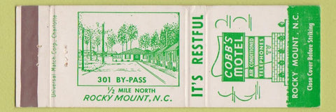 Matchbook Cover - Cobb's Motel Rocky Mount NC WEAR