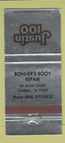 Matchbook Cover - Justin 100 Bonner's Boot Repair Lamesa TX 30 Strike