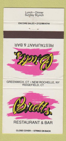 Matchbook Cover - Brett's Restaurant Bar New Rochelle NY 30 Strike