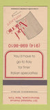 Matchbook Cover - Chef Antonio Restaurant Mamaroneck NY 30 Strike