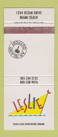 Matchbook Cover - Leslie Miami Beach FL 30 Strike