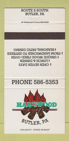 Matchbook Cover - Hardwood Cafe Butler PA 30 Strike