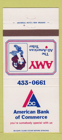 Matchbook Cover - American Bank of Commerce girlie Vinton Starks LA 30 Strike