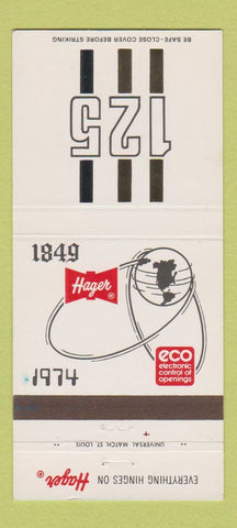 Matchbook Cover - Hager Electronic Controls 1974 St Louis MO 30 Strike