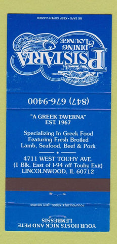Matchbook Cover - Psistaria Restaurant Lincolnwood IL 30 Strike
