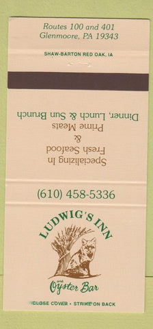 Matchbook Cover - Ludwig's Inn Oyster Bar Glenmoore PA 30 Strike