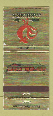 Matchbook Cover - Jardine's Fam Restaurant Sarver PA WORN 30 Strike