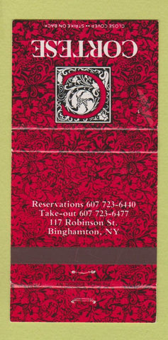 Matchbook Cover - Cortese Binghamton NY 30 Strike